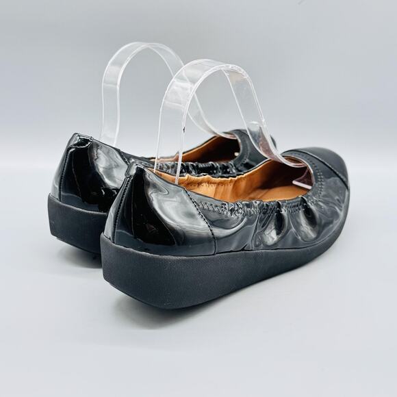 FitFlop Shoes Women 10 Black Patent Leather F-Pop Slip On Ballet Flats Comfort - Picture 8 of 12